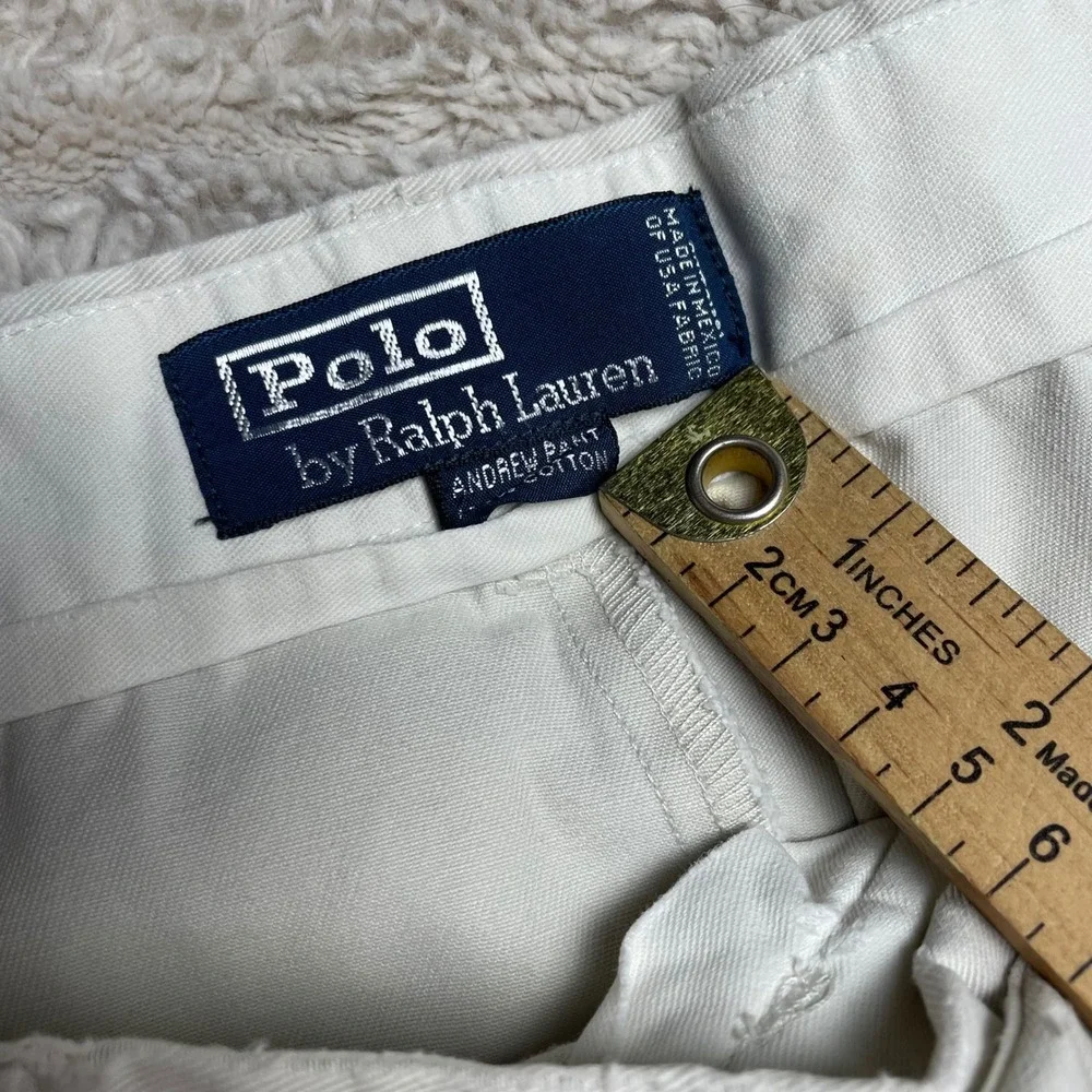 Polo Ralph Lauren Andrew Pant Mens 35x32Pleated Chino Trousers Stone White